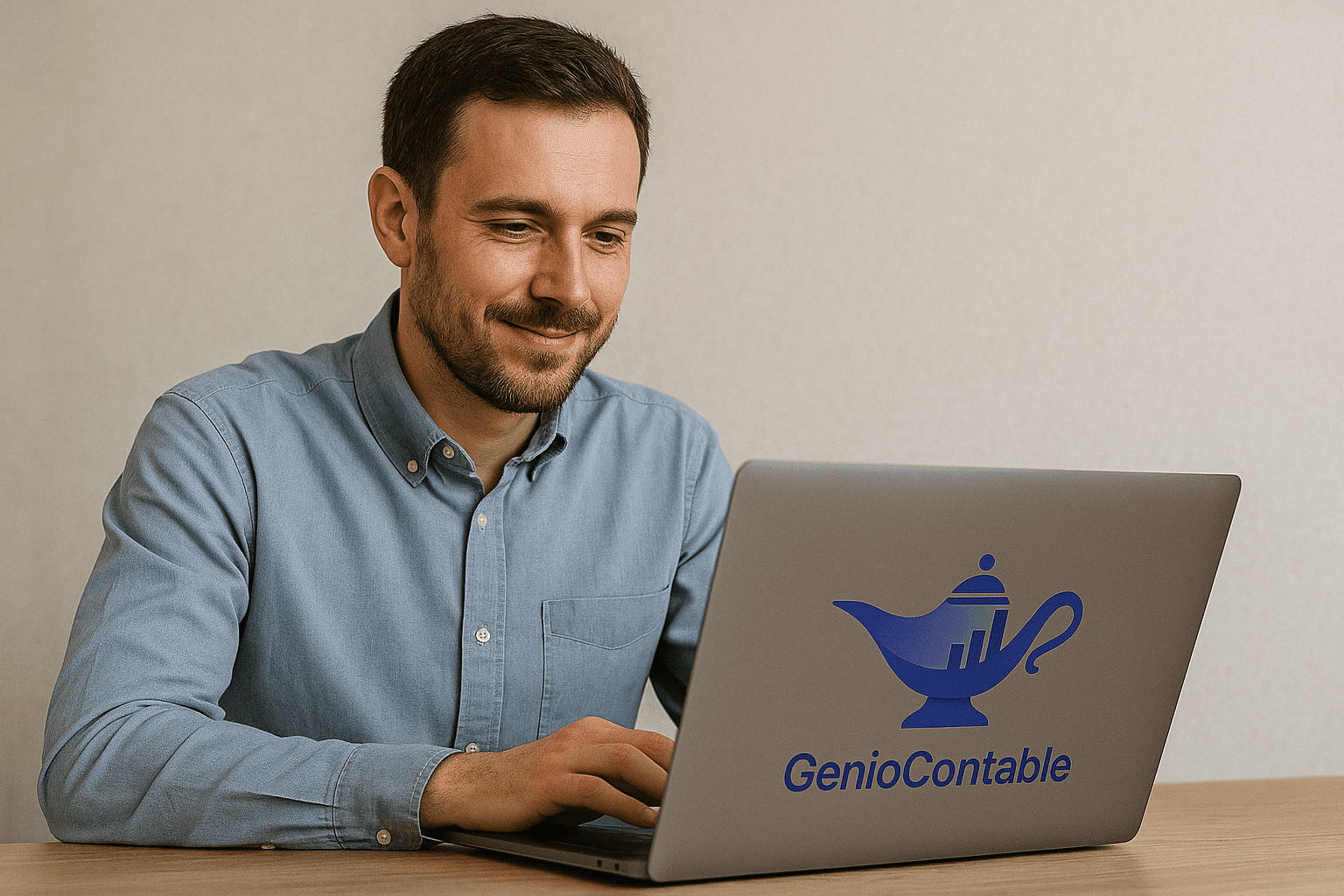 Contador profesional utilizando GenioContable para liquidar impuestos